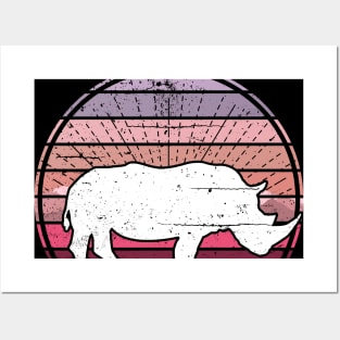 White Rhino Sunset Posters and Art